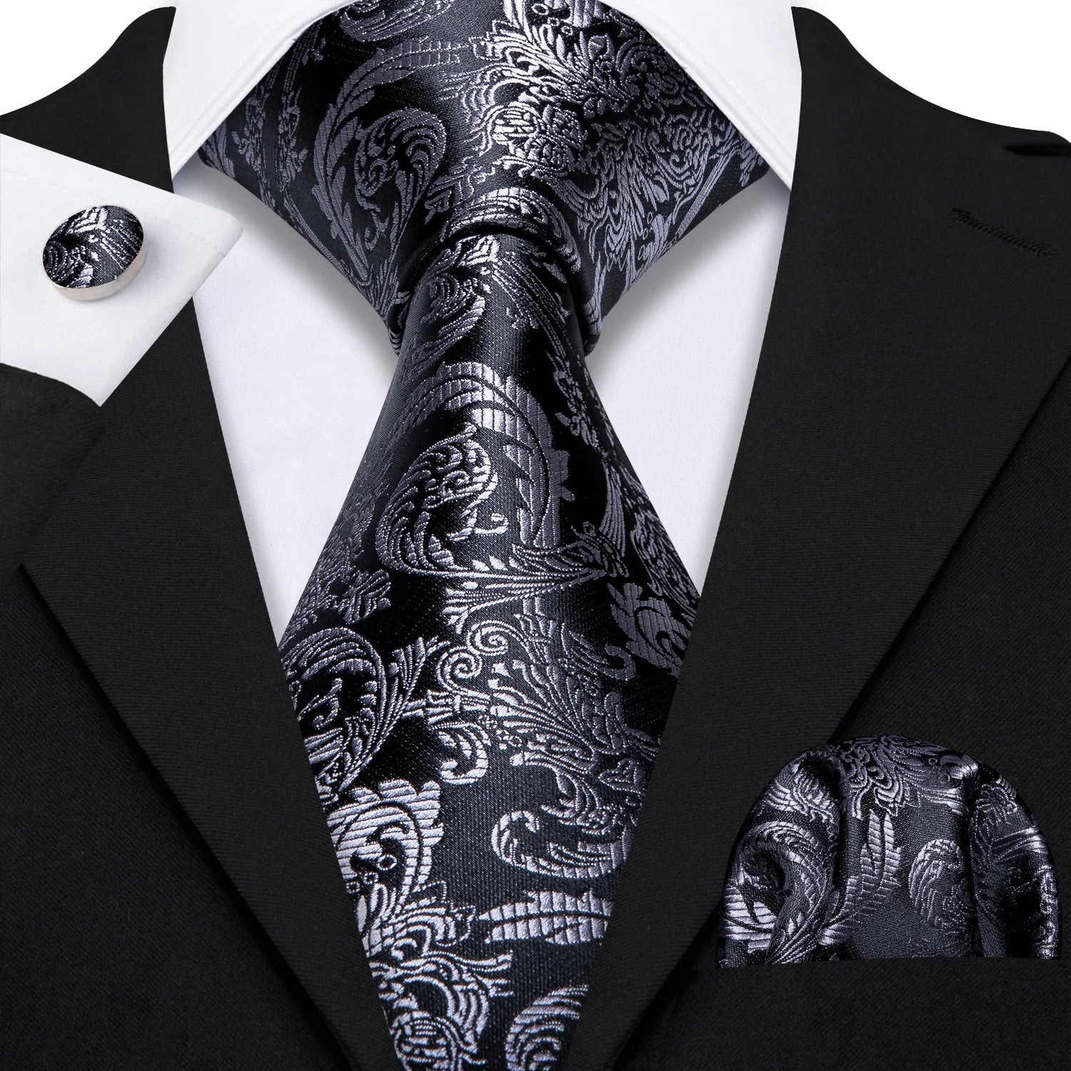 Elegant Multi Floral Silk Mens Tie Hanky Cufflinks Set Jacquard Flower Necktie For Male Wedding Business Party Event Barry.Wang - Image 68