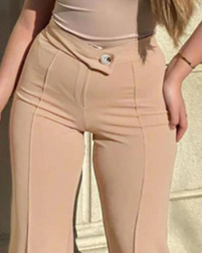 Elegant Plain Zip Fly High Waist Work Pants 2023 Summer European & American Women's Clothing Casual Daily Fashion Trousers - Image 4