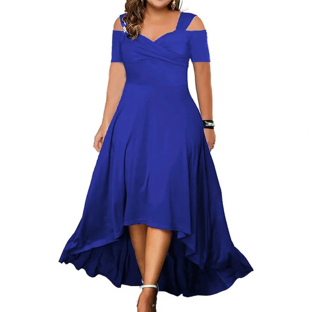 Elegant Plus Size Off-shoulder Summer Dress Flared V-neck Slim Fit Large Hem for Casual Parties Women's Party Wear 3 Years - Image 5