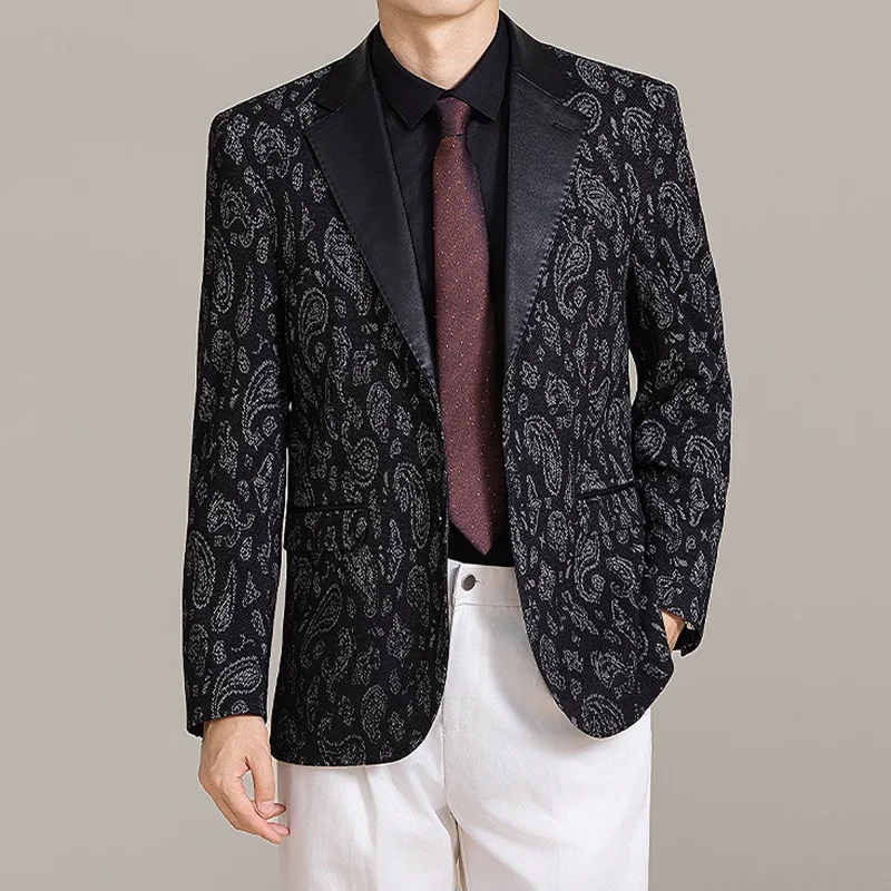 Elegant Printed Blazer for Men - Stylish Fit , Unique Splicing Process , Versatile for Formal & Casual Occasions - Image 7