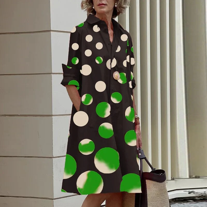Elegant Solid Shirt Dress Women 2023 Turn Down Collar Long Sleeve Midi Dresses Spring Ladies Commute Casual Loose Pocket Blouses - Image 9