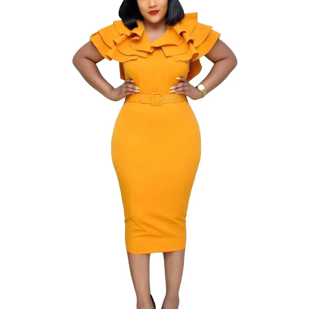 Elegant Summer Dresses Women Short Sleeve Plain Fashion Office Dresses For Office Lady Work Business Official Clothes Midi Dress - Image 7