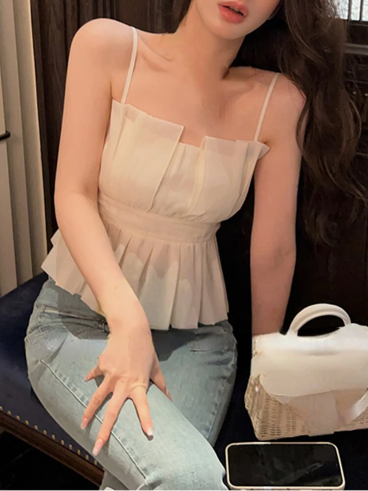 Elegant Sweet Corset Office Lady Casual Sleeveless Blouse Women Evening Party Sexy Y2k Crop Top Korean Fashion Summer 2023 - Image 8