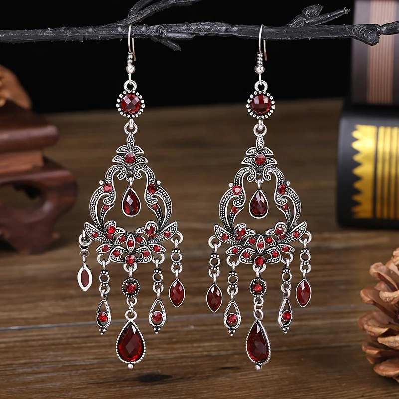 Elegant Vintage Textured Water Drop Earrings | Chic & Lightweight Longline Design | Sophisticated Fashion Accessory - Image 2