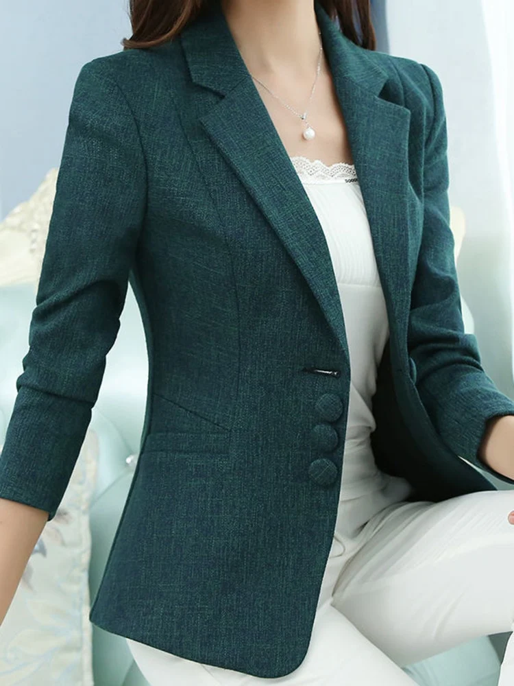 Elegant Women Autumn Blazer Casual Long Sleeve Professional Fashion Office Lady Business Slim Single Breasted Coats New - Image 9