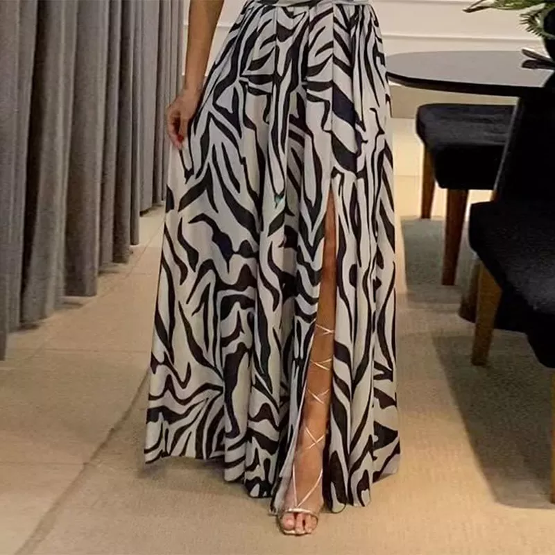 Ellafads Women Maxi Dress Summer Fashion One Shoulder Sleeveless Slit Backless Nipped Waist Long Skirt Party Evening Dresses - Image 3