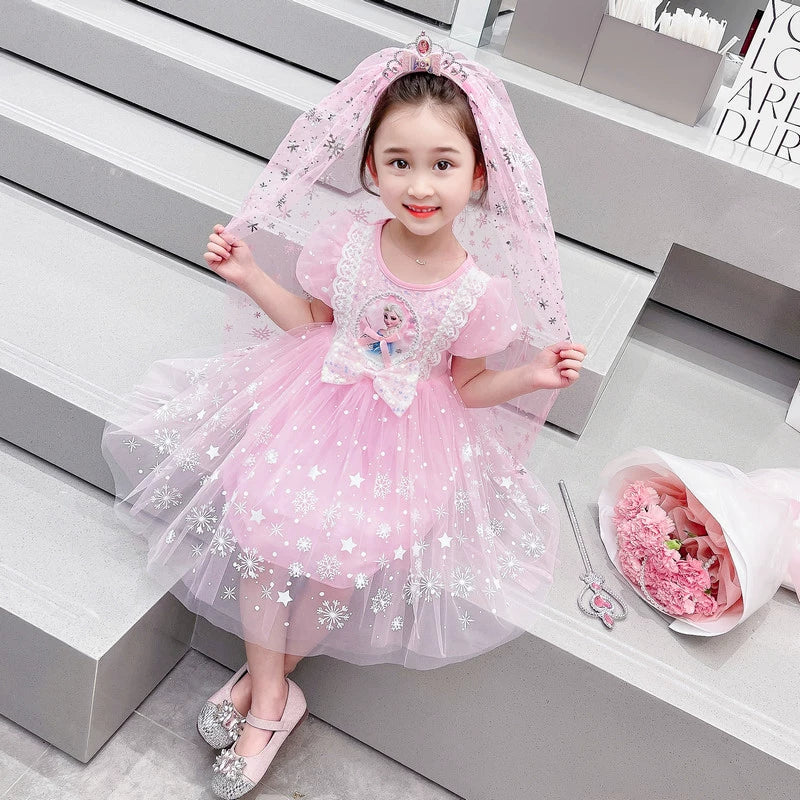 Elsa Summer Baby Girl Veil Princess Dress - Image 10