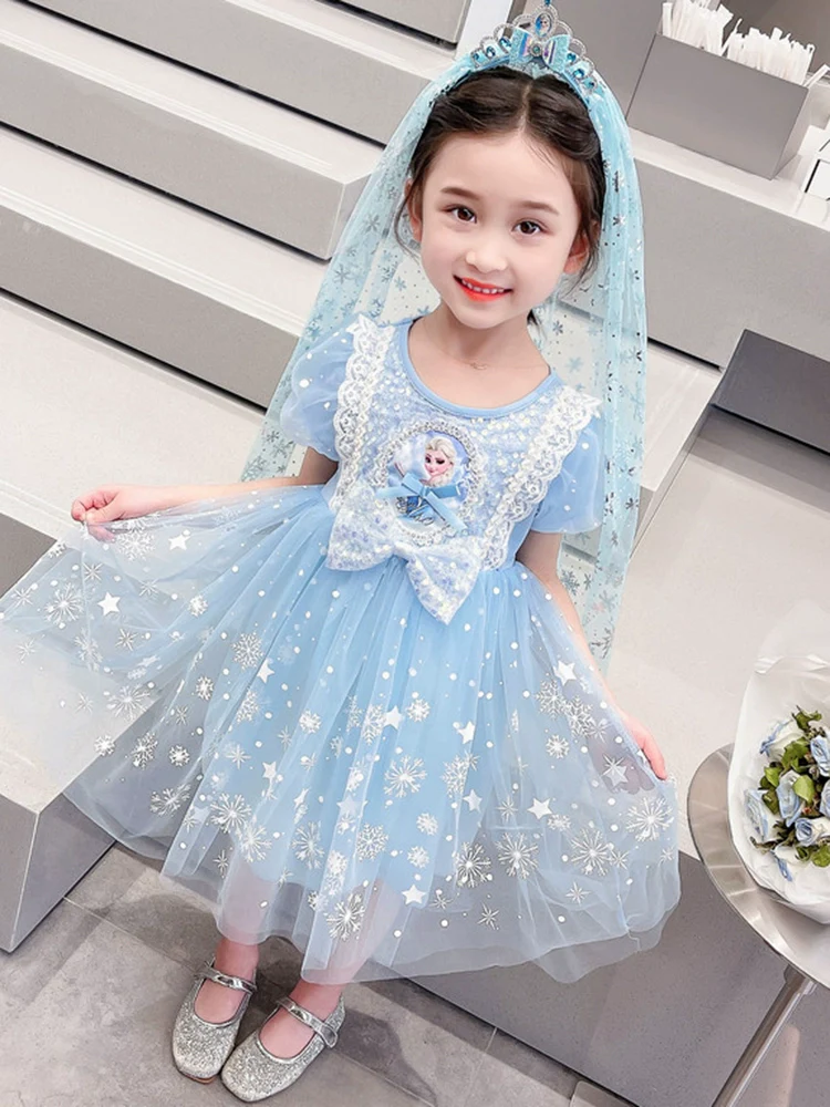 Elsa Summer Baby Girl Veil Princess Dress - Image 3