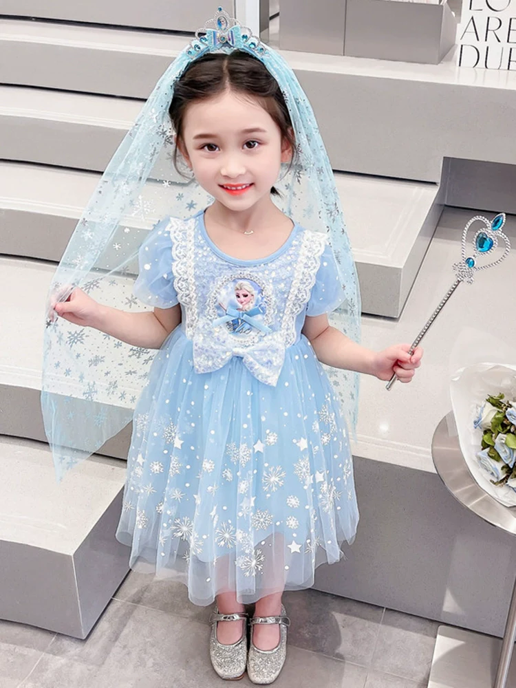 Elsa Summer Baby Girl Veil Princess Dress - Image 5