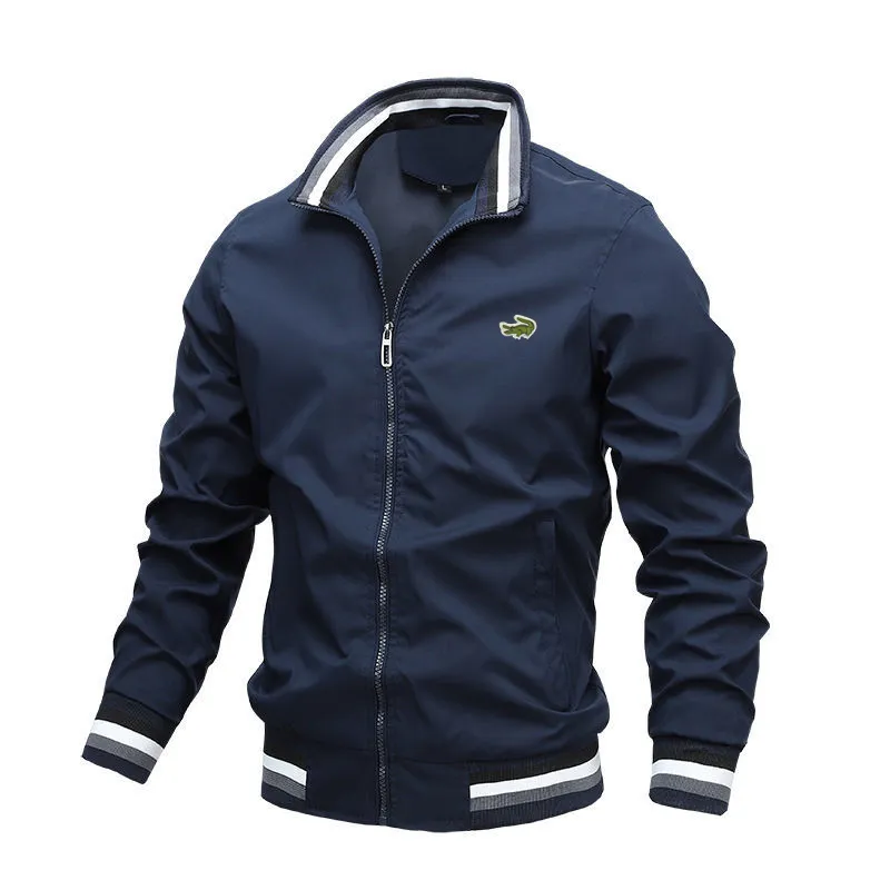 Embroidery CARTELO Autumn and Winter Men's Stand Collar Casual Zipper Jacket Outdoor Sports Coat Windbreaker Jacket for Men - Image 3