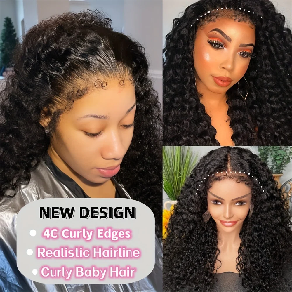 EMOL 180% Density Kinky Curly 13x4 Lace Front Wig - Pre-Plucked 4C Natural Look, Transparent Lace, Glueless for All Women - Image 4