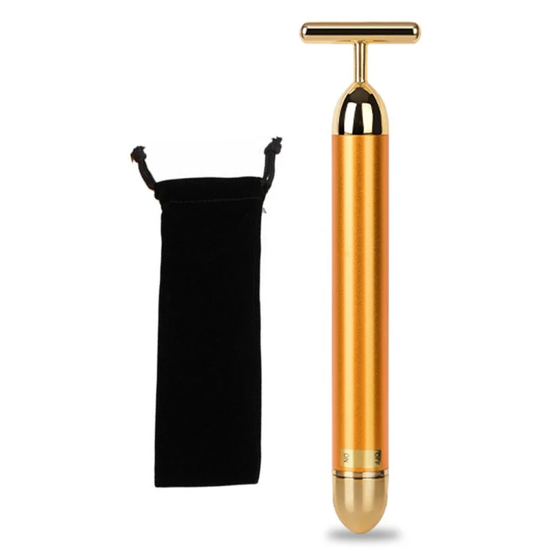 Energy 24K Gold T Beauty Bar Facial Roller Pulse Firming Massager Anti Aging Face Wrinkle Treatment Slimming Wrinkle Stick - Image 3