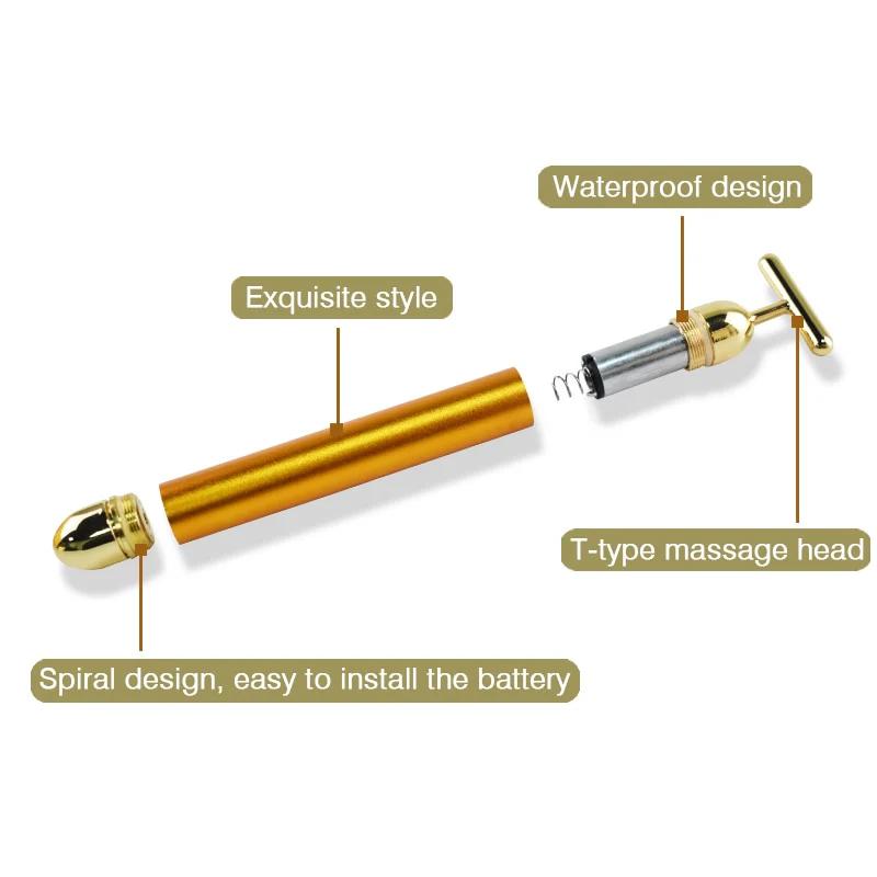 Energy 24K Gold T Beauty Bar Facial Roller Pulse Firming Massager Anti Aging Face Wrinkle Treatment Slimming Wrinkle Stick - Image 8