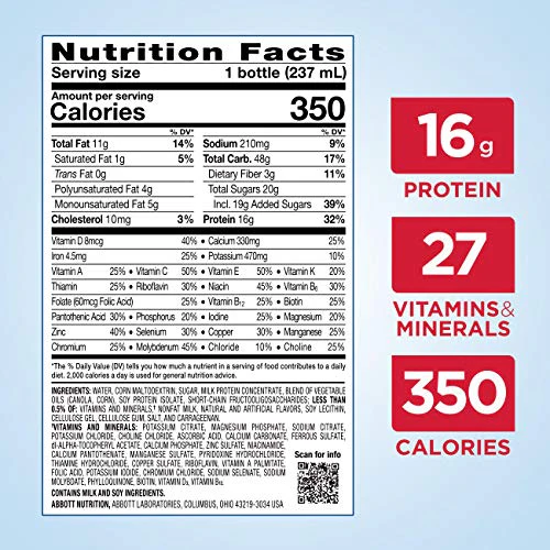 Ensure Plus Liquid Nutrition Shake with Fiber, 16 Grams of Protein, , Vanilla, 8 Fl Oz Bottle (Pack of 24) - Image 9