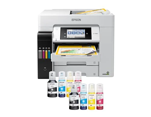 Epson EcoTank Pro ET-5880 Wireless Color All-in-One Supertank Printer with Scanner, Copier, Fax, Ethernet and PCL/Postscript, White