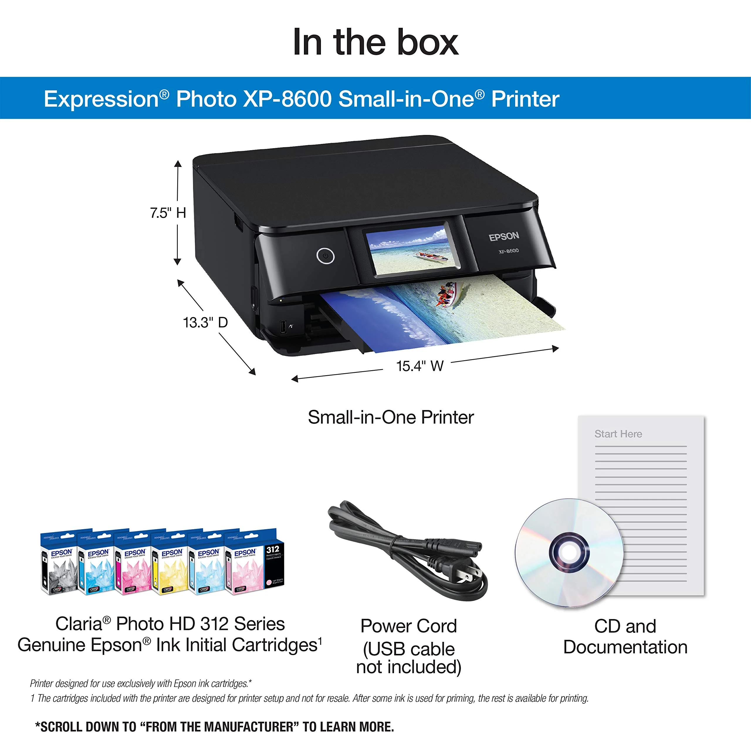 Epson Expression Photo XP-8600 Wireless Color Photo Printer with Scanner and Copier Black,Small - Image 3