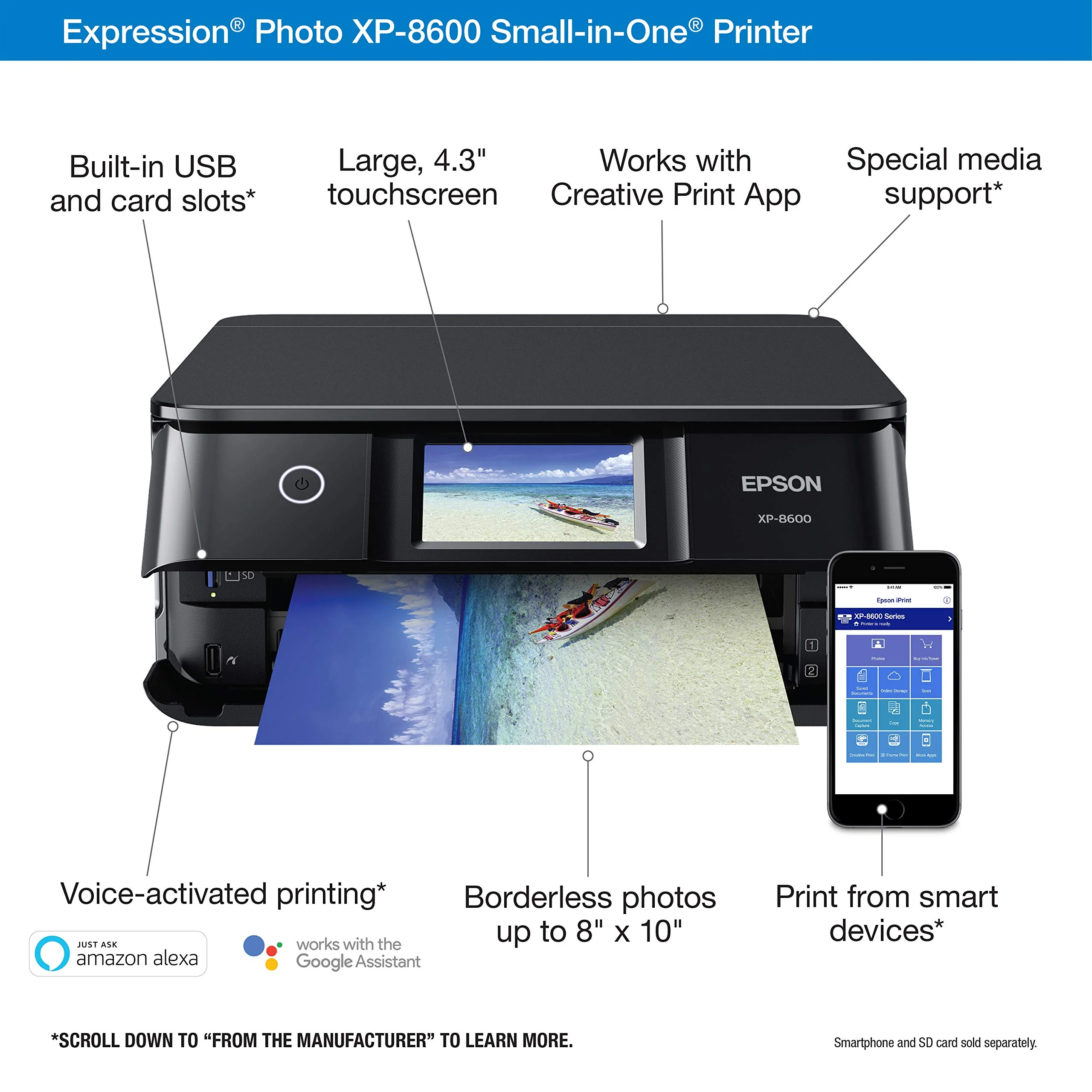 Epson Expression Photo XP-8600 Wireless Color Photo Printer with Scanner and Copier Black,Small - Image 4