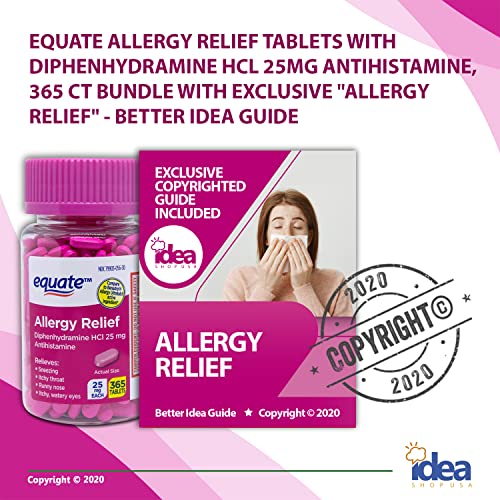 Equate Allergy Relief Tablets with Diphenhydramine HCl 25mg Antihistamine, 365 Ct Bundle with Exclusive "Allergy Relief" - Better Idea Guide (2 Items) - Image 7