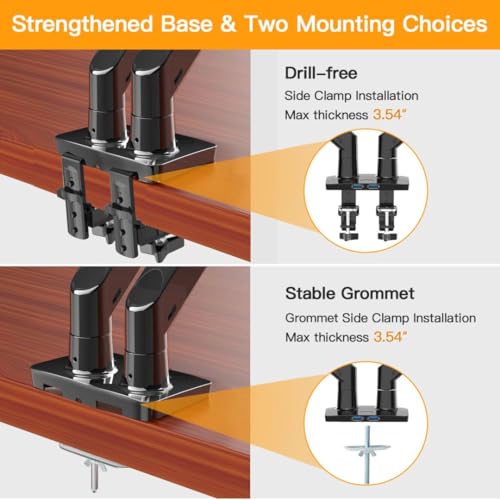Ergear Dual Monitor Stand Mount, Ultrawide 13-35 Inch Height Adjustable Computer Screen Gas Spring Monitor Arm Desk Mount Full Motion, Each Arm Holds up to 26.4lbs - Image 3