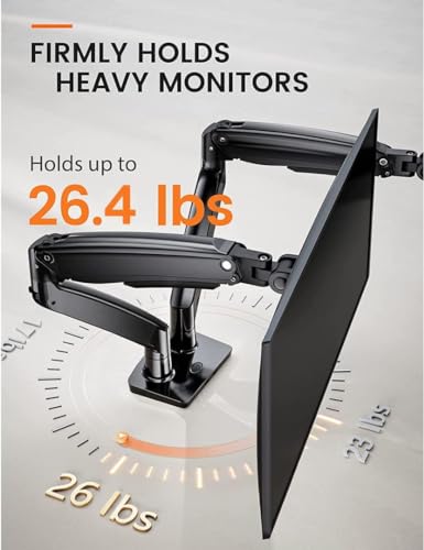 Ergear Dual Monitor Stand Mount, Ultrawide 13-35 Inch Height Adjustable Computer Screen Gas Spring Monitor Arm Desk Mount Full Motion, Each Arm Holds up to 26.4lbs - Image 8