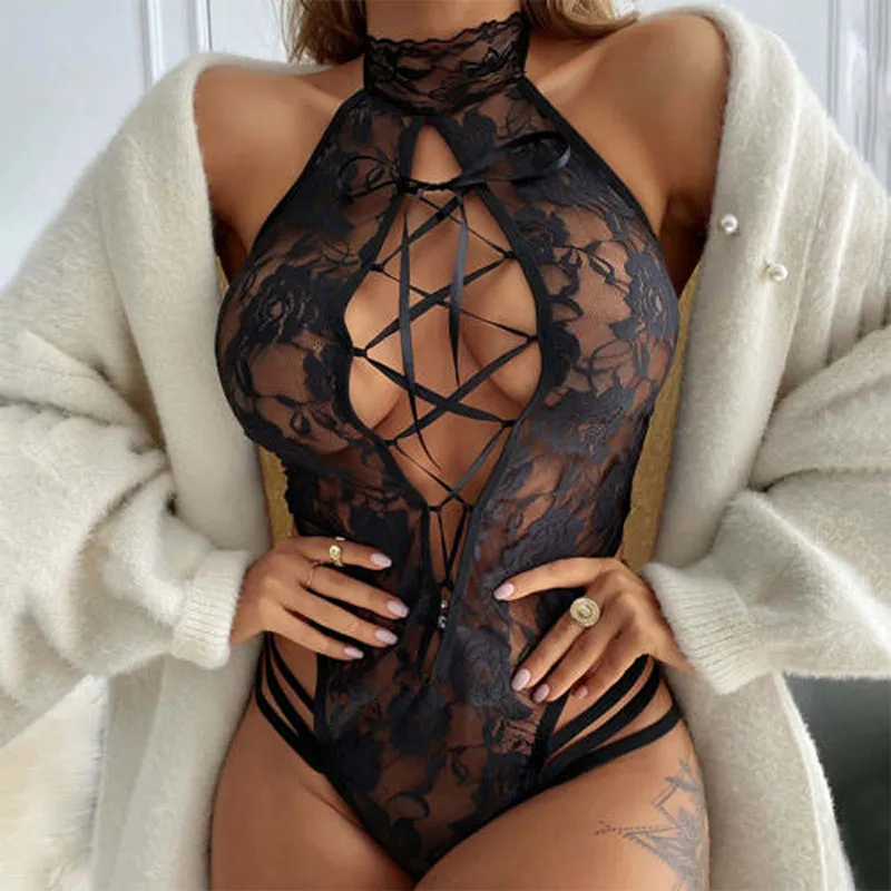 Erotic Hot Sexy Lingerie Women Role Play Costumes Open Bra Lace Underwear Pornos Teddy Bodysuit Transparent Nightgown For Sex - Image 8