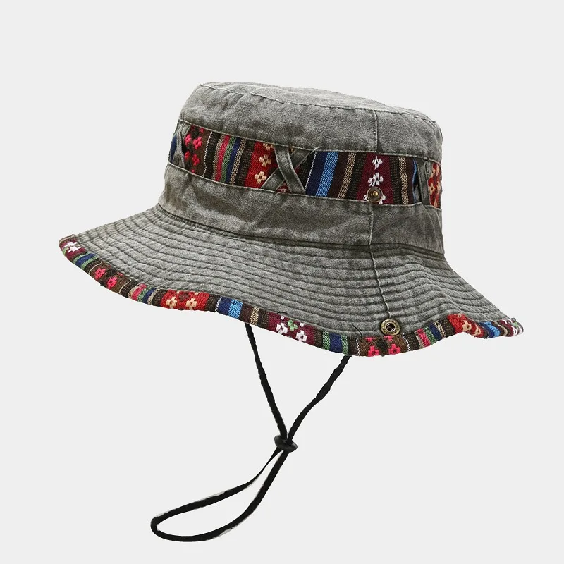 Ethnic Style Retro Drawstring Fisherman's Hat Female Summer Outdoor Sunscreen Shading Mountaineering Hat Male Western Cowboy Hat - Image 17