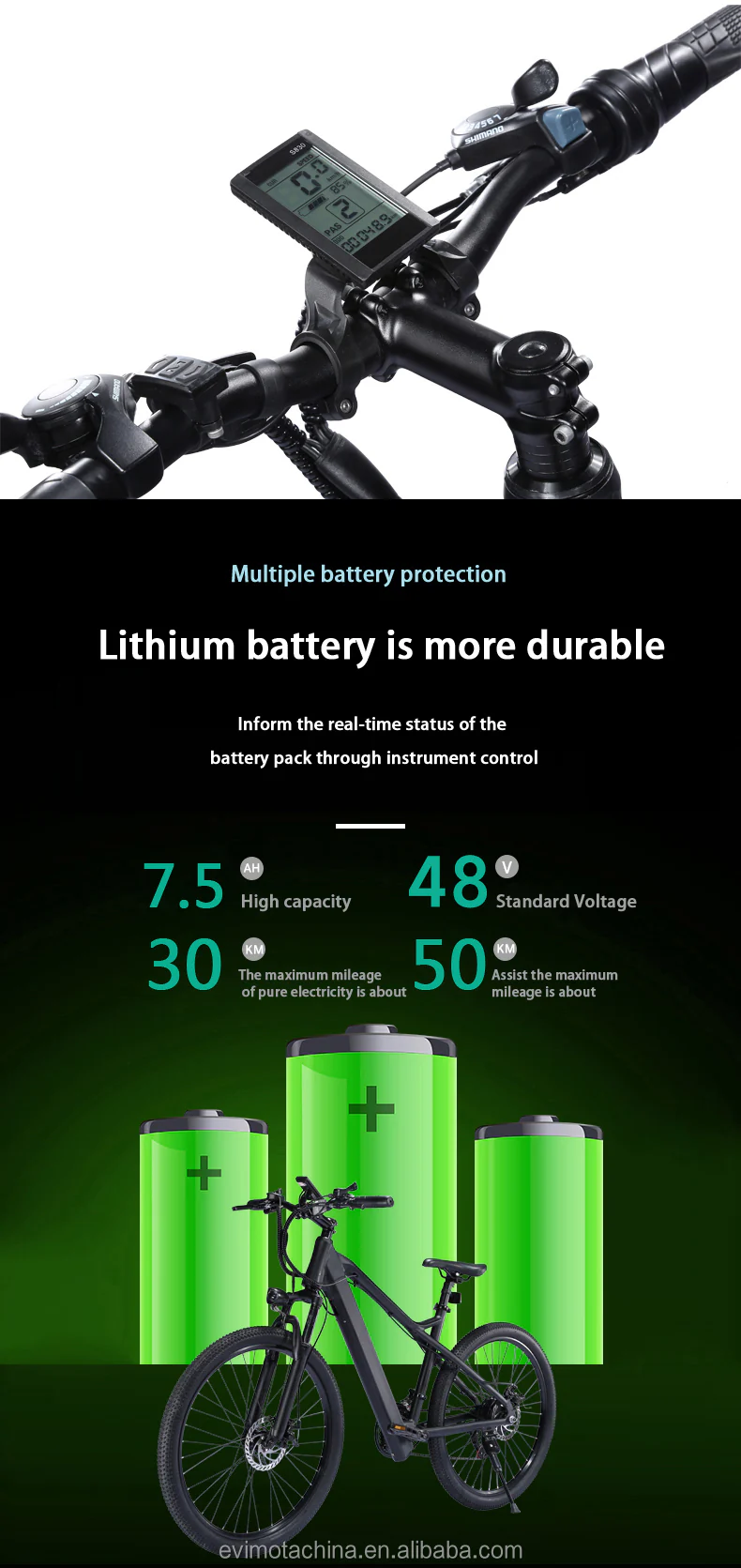 Professional 48 V 350 W Motor E Moutain eBike Double Suspension 26 Inch Big Wheel Electric Bike - Image 6