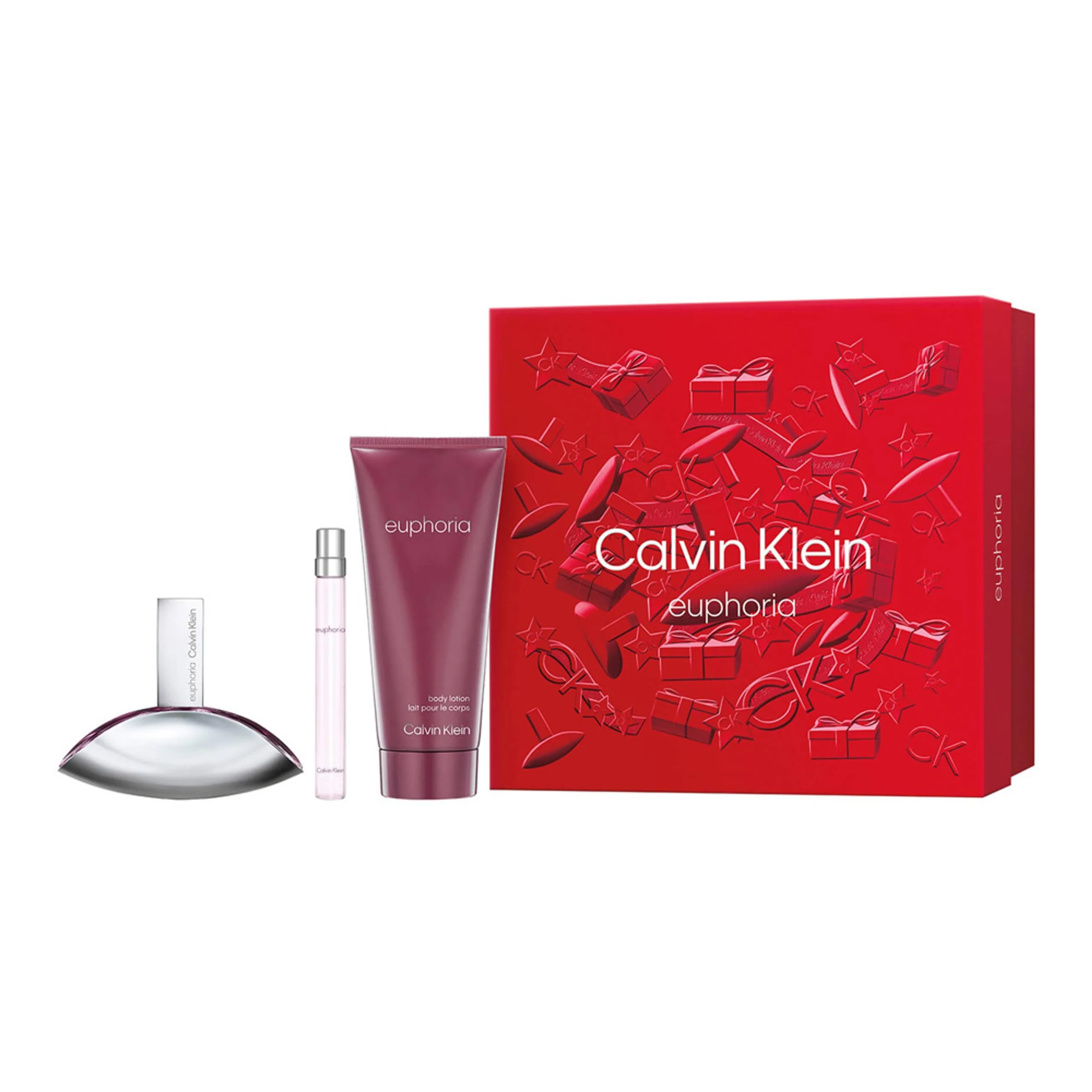 Euphoria 3 Piece Gift Set for Woman: 1.6 oz EDP Spray + 0.33 EDP Spray + 3.3 Body Lotion