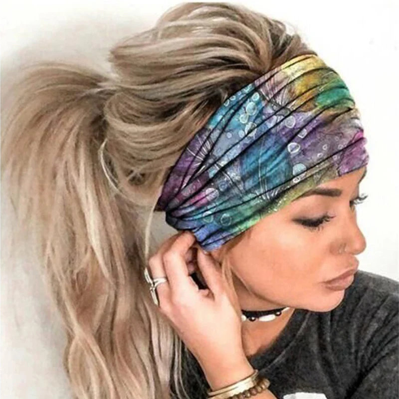 Europe and the United States cross-border popular elastic colorful butterfly printed wide-brimmed headband sports yoga headband - Image 4
