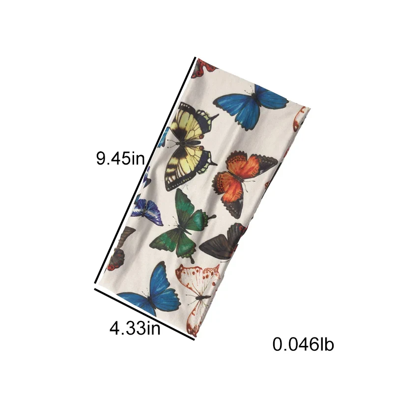Europe and the United States cross-border popular elastic colorful butterfly printed wide-brimmed headband sports yoga headband - Image 6