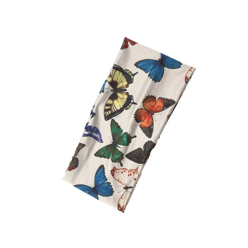 Europe and the United States cross-border popular elastic colorful butterfly printed wide-brimmed headband sports yoga headband - Image 9