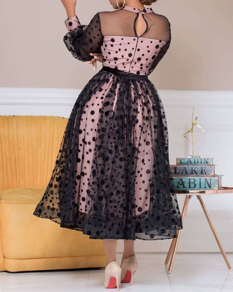 European/American plus Size New Polka Dot Dress Mesh - Image 2