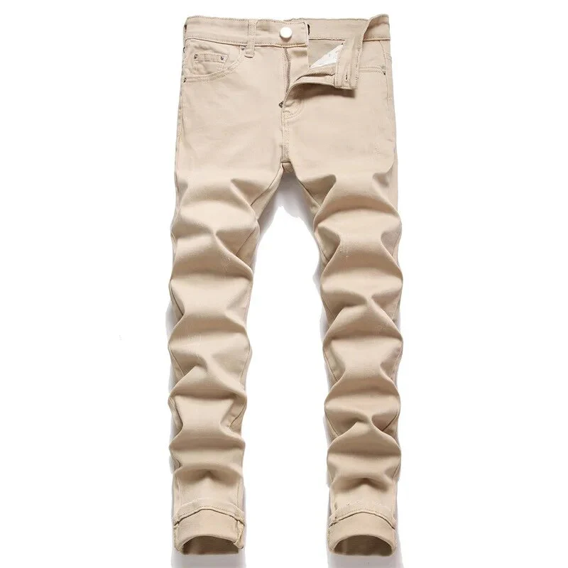 European American Style Fashion Brand Men's Jeans Ripped Hole Patch Trend Stretch Slim Trousers High Street Male Denim Pants - Image 11