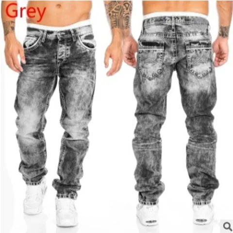 European and American 2024 New Fashion Jeans for Men, Casual Straight-leg Hip-hop Denim Trousers with Visible Stitching. S-5XL - Image 3