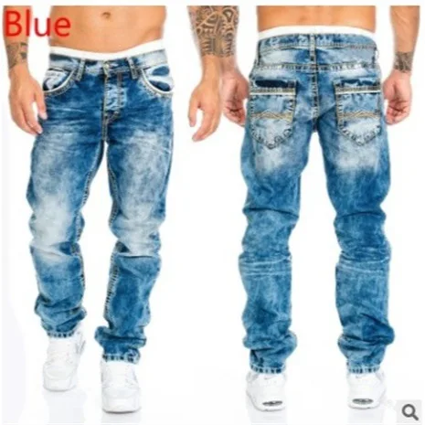 European and American 2024 New Fashion Jeans for Men, Casual Straight-leg Hip-hop Denim Trousers with Visible Stitching. S-5XL - Image 4