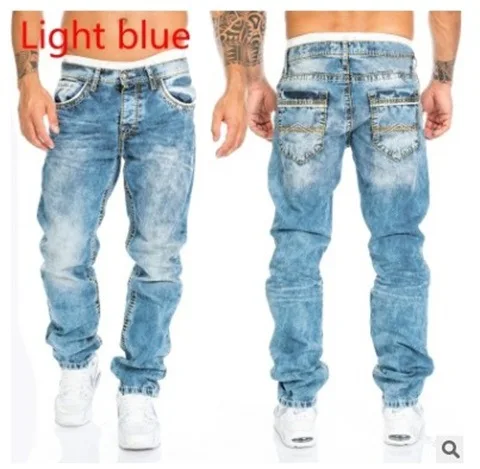 European and American 2024 New Fashion Jeans for Men, Casual Straight-leg Hip-hop Denim Trousers with Visible Stitching. S-5XL - Image 6