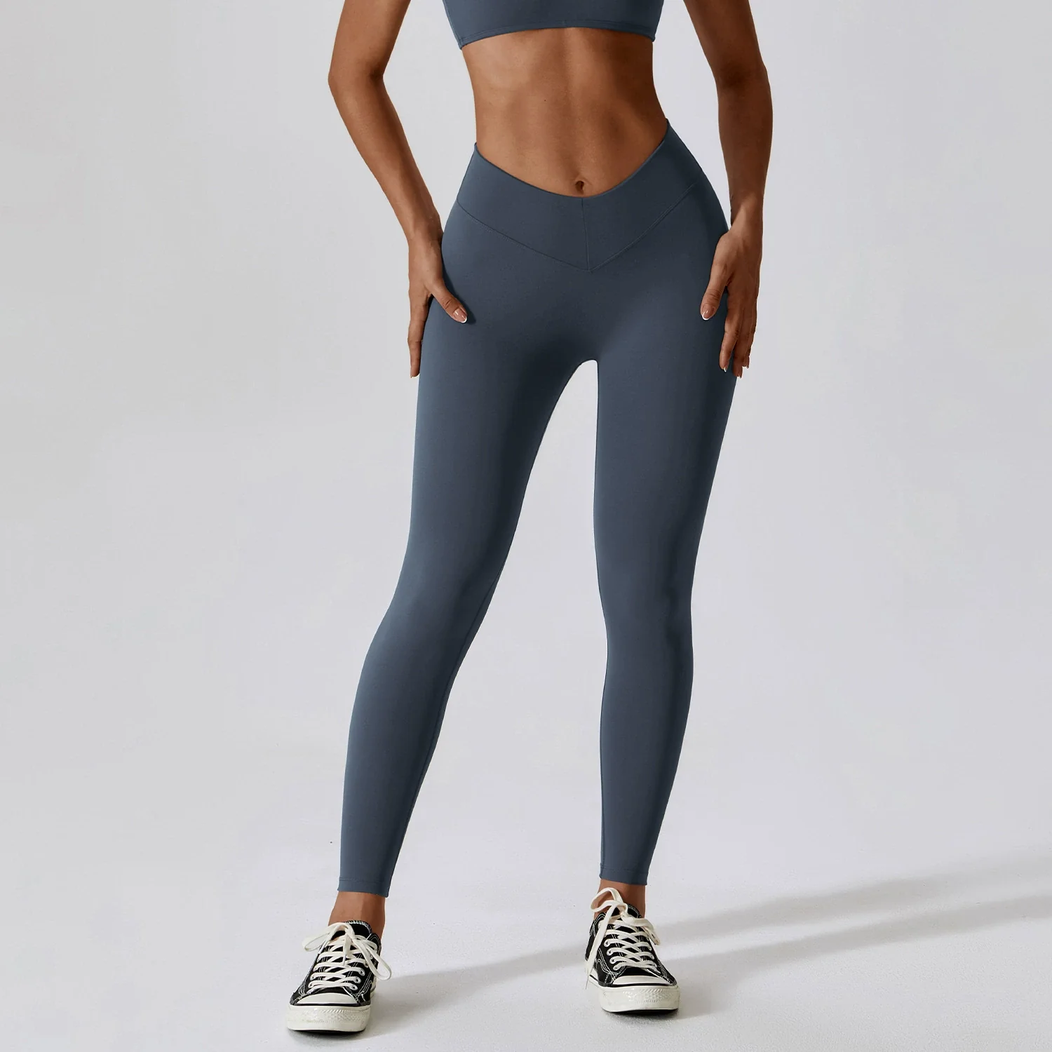 European and American High Waist Belly Holding Buttock Lifting Nude Feel Sanding Yoga Pants Quick-Drying Fitness Running Pants Outer Wear Tight Sports Pants - Image 10