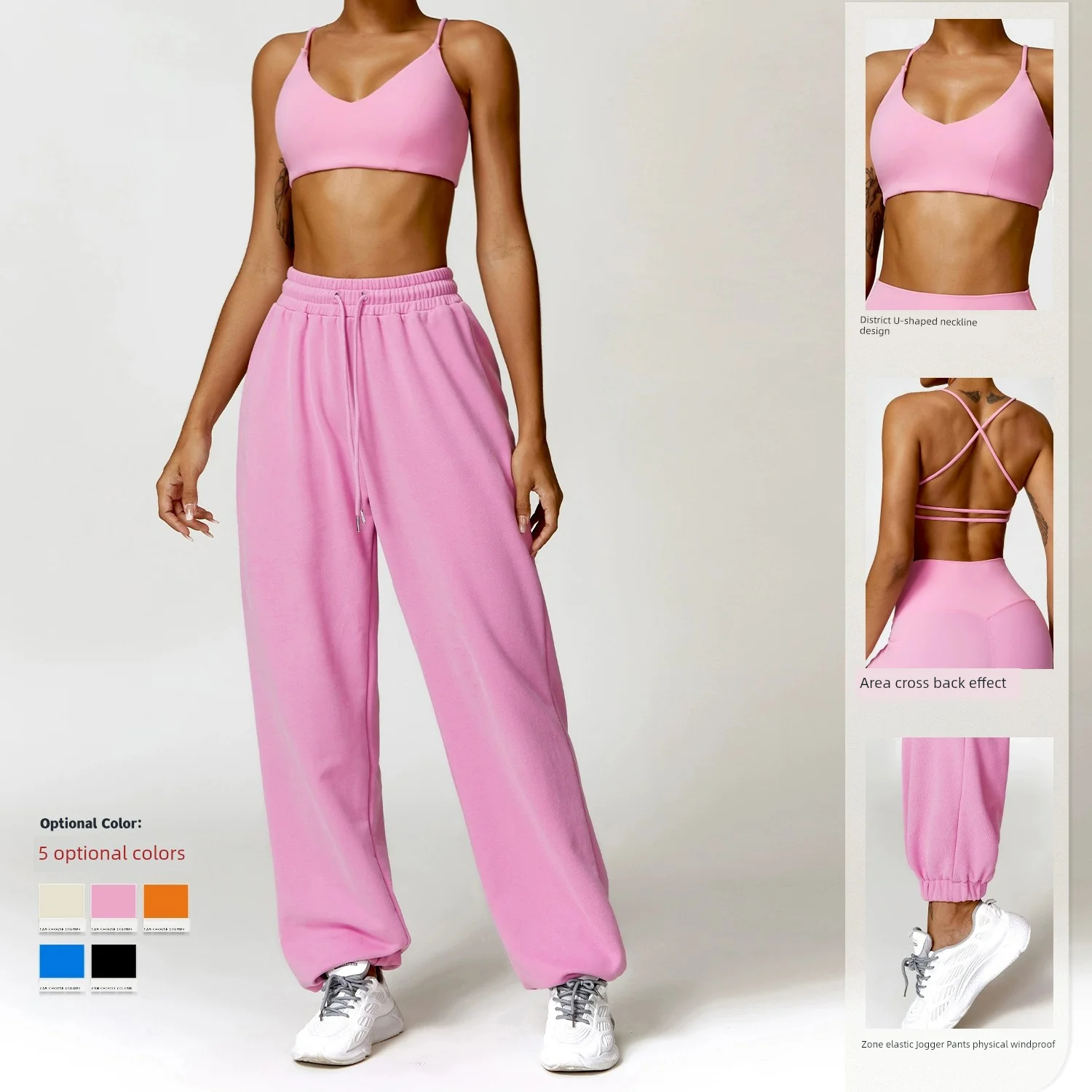European and American New Quick-Drying Beauty Back Yoga Suit Pocket Women Tight Running Workout Clothes Blazer Two-piece Set - Image 2