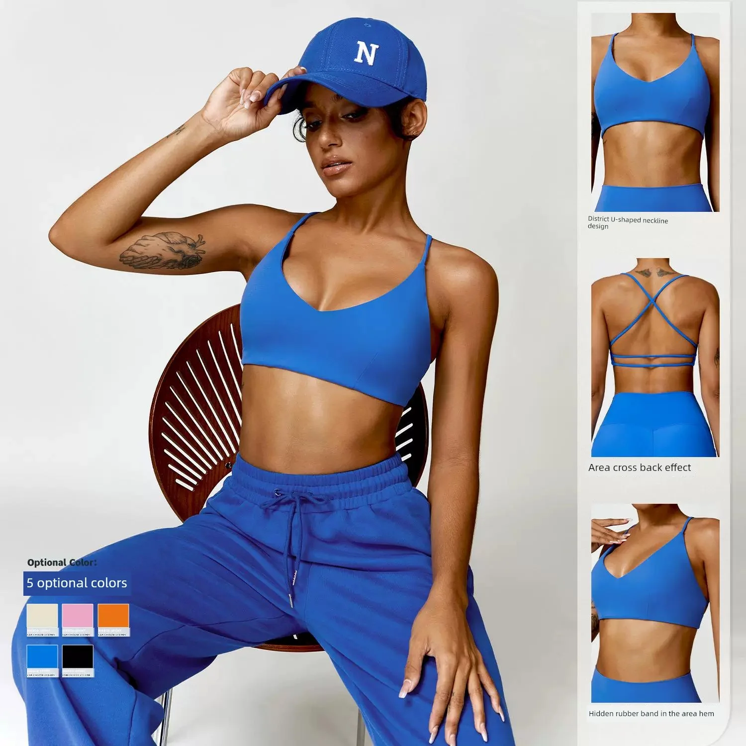 European and American New Quick-Drying Beauty Back Yoga Suit Pocket Women Tight Running Workout Clothes Blazer Two-piece Set - Image 3