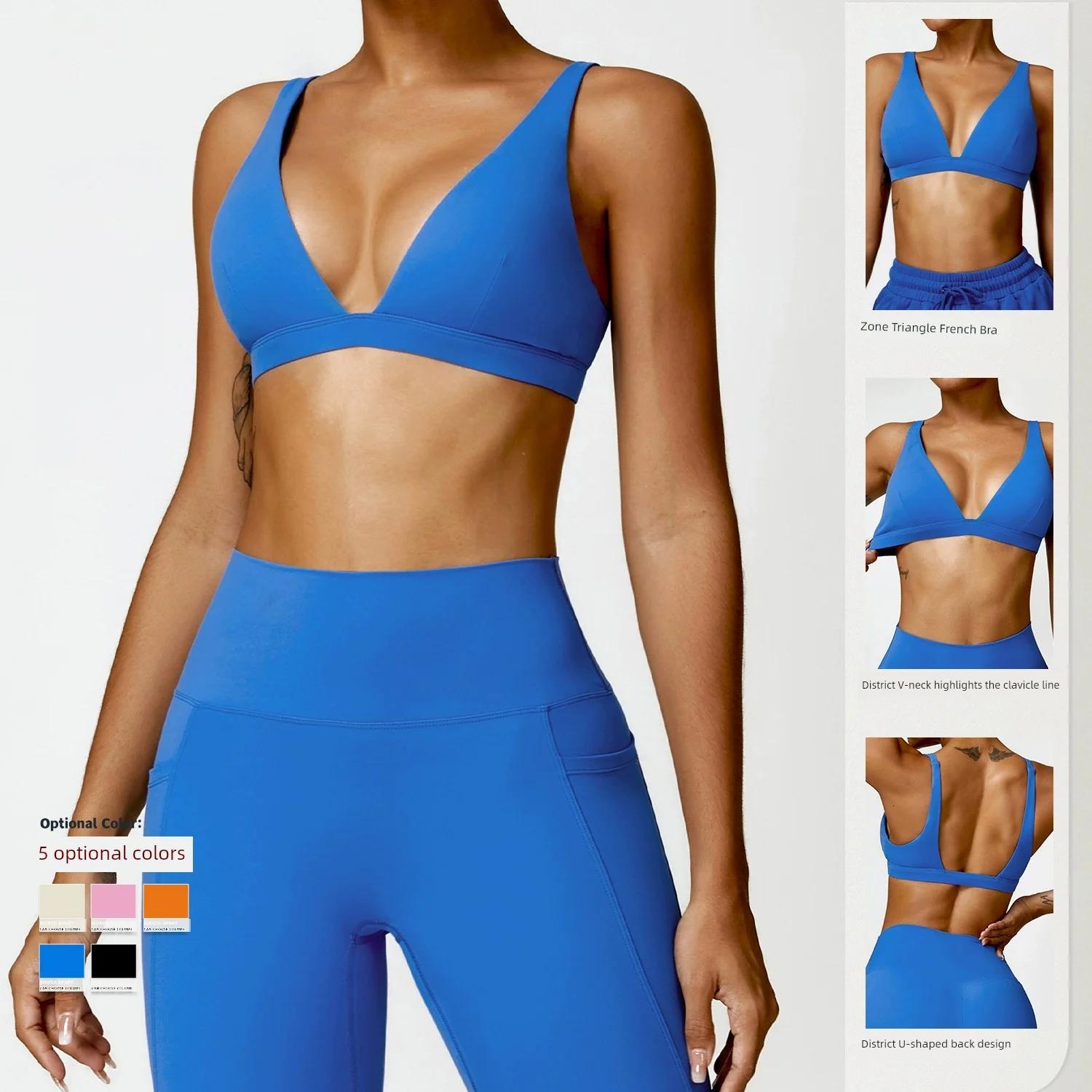 European and American New Quick-Drying Beauty Back Yoga Suit Pocket Women Tight Running Workout Clothes Blazer Two-piece Set - Image 4
