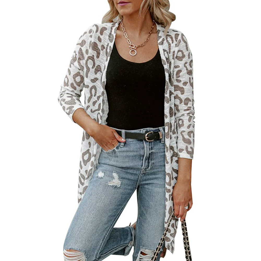 European and American Personalized Cardigan Leopard Print Long Sleeve Thin Top Women 2024 Fall New Arrival Silm Fashion Cardigan Outwear Women - Image 7