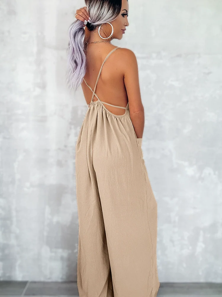 European and American Sexy Cold-Shoulder Sleeveless Jumpsuit Trousers Sling - Image 2