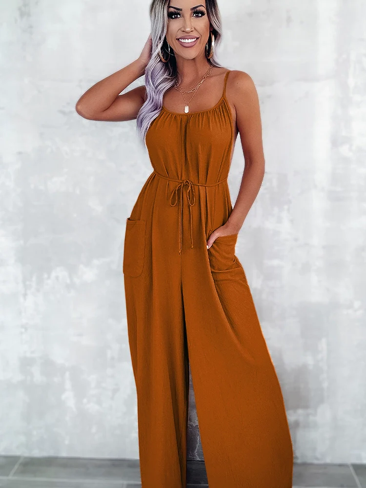 European and American Sexy Cold-Shoulder Sleeveless Jumpsuit Trousers Sling - Image 3