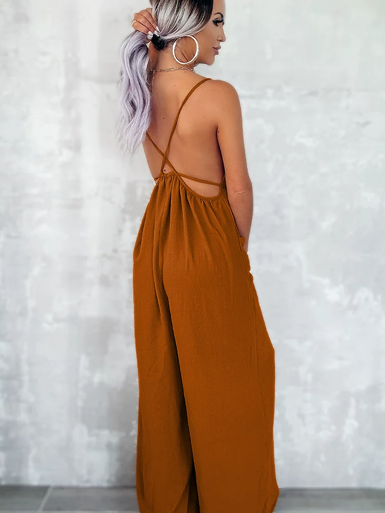 European and American Sexy Cold-Shoulder Sleeveless Jumpsuit Trousers Sling - Image 4