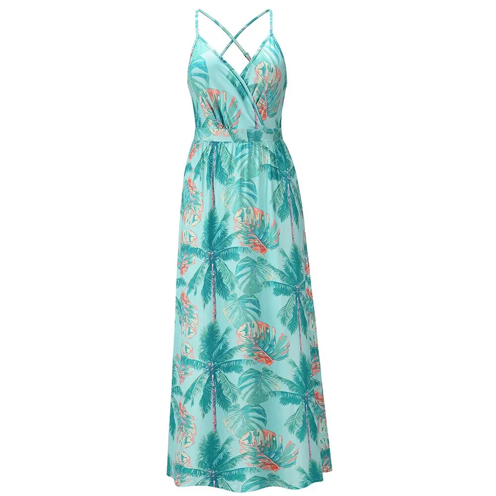 European and American spring and summer dresses Bohemian floral halter dress - Image 21