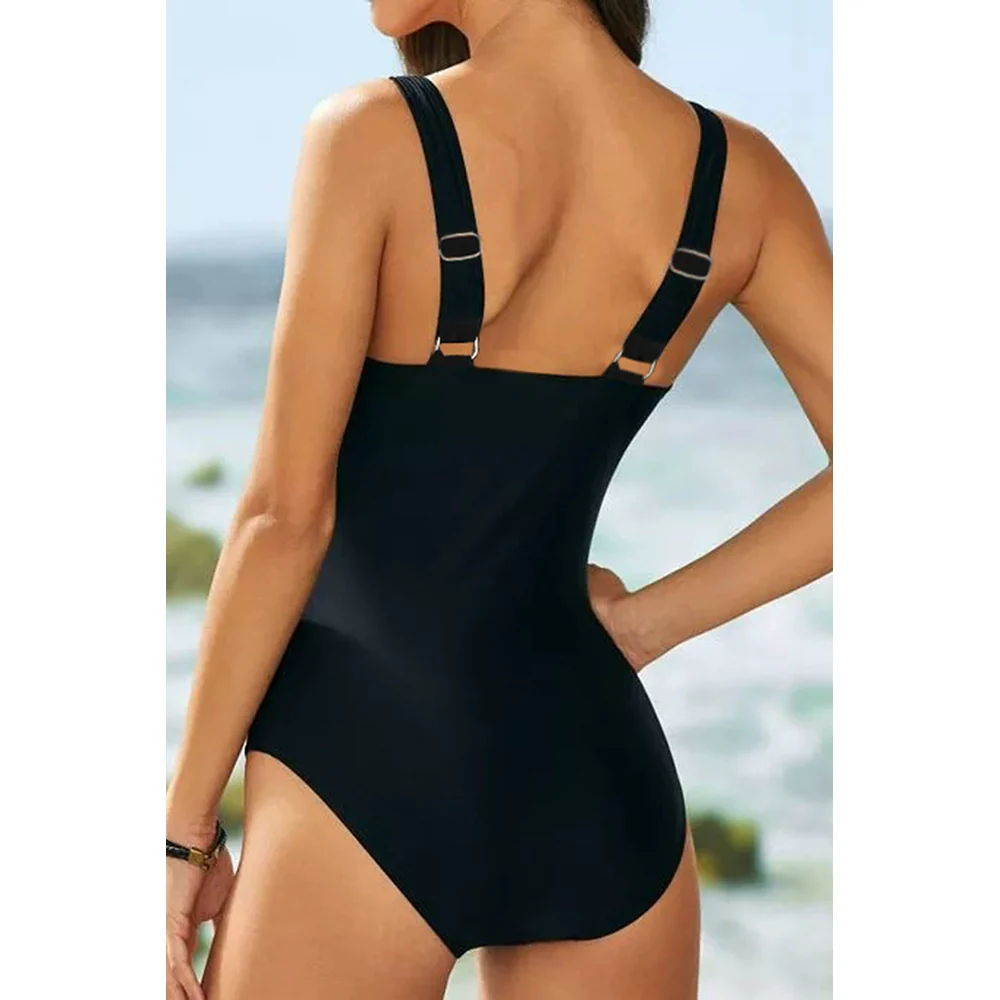 European and American Strap Triangle One-Piece Swimsuit Women's Summer New Sleeveless Slim-Fit Adjustable Strap Beach Conservative Swimwear - Image 2