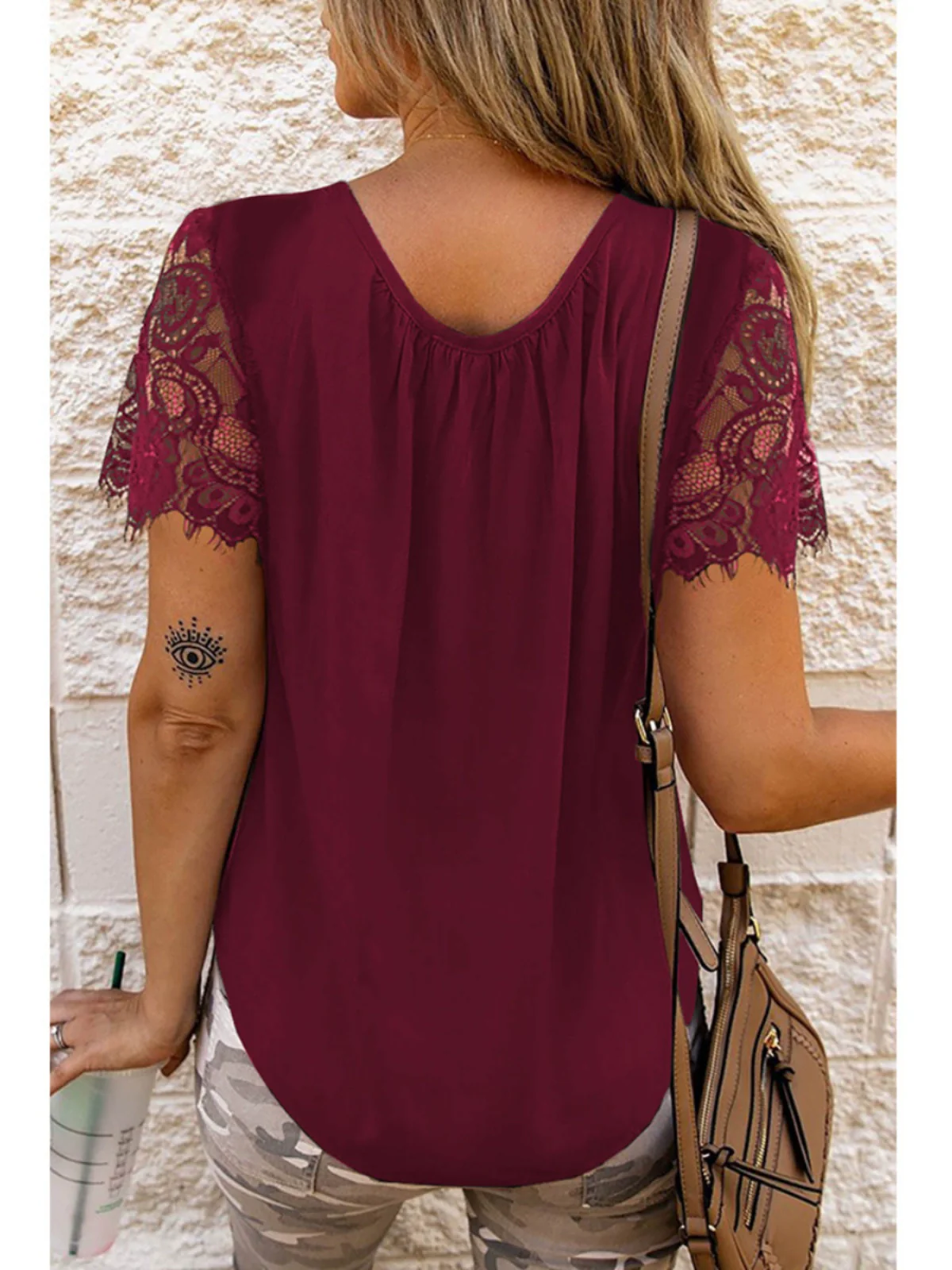 European and American Style Lace Tulle Short Sleeve Pure Color T-shirt Female 2024 Summer New Arrival Loose All-Matching Comfortable Half Sleeve Tops Female - Image 5