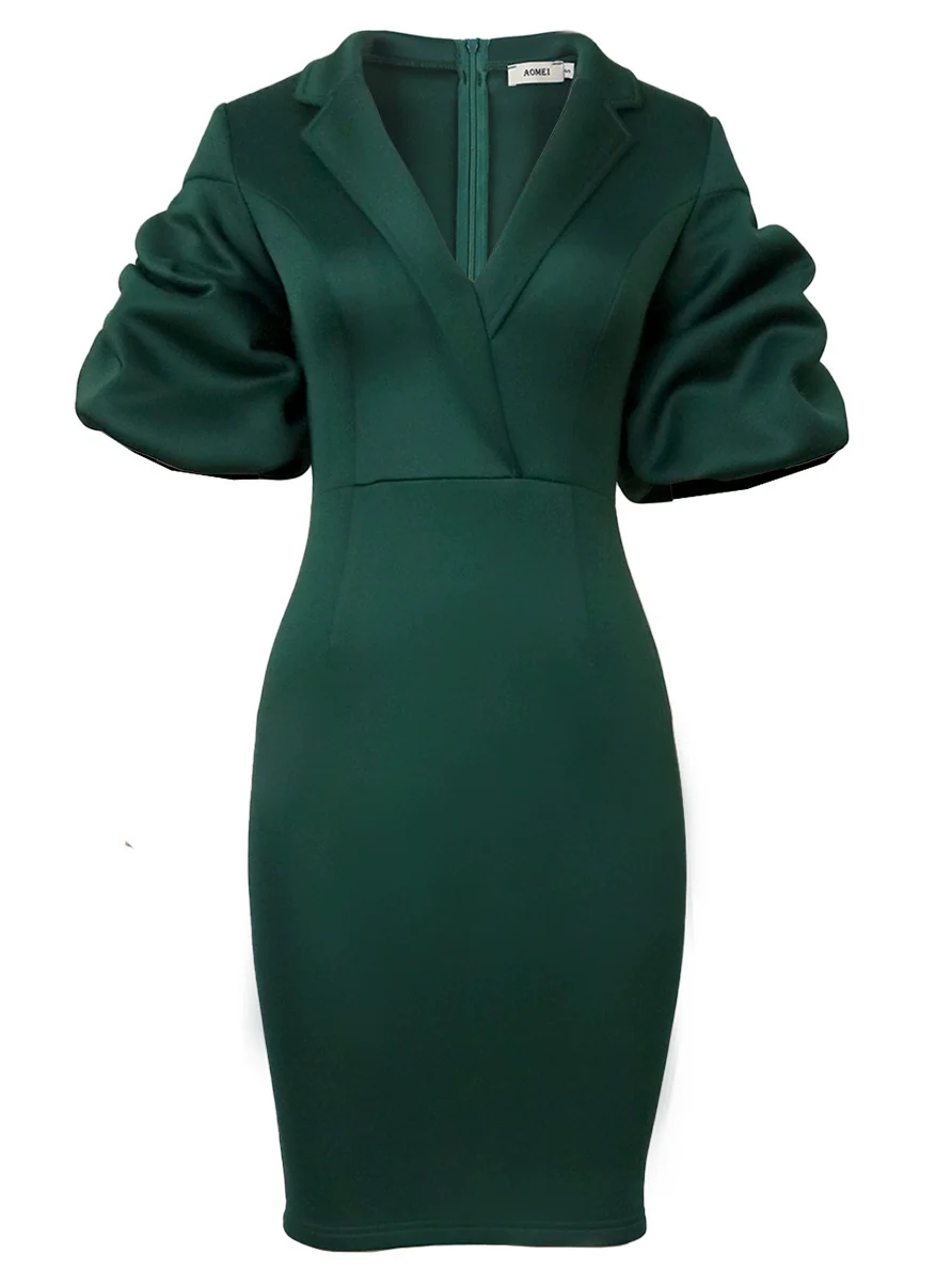 European and American-Style Large-Size Green Collar Sexy Hip Skirt - Image 5