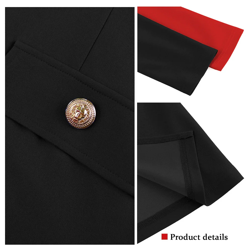 European and American-Style Large-Size Long-Sleeve Contrast Color High-Waist Performance Dress - Image 3