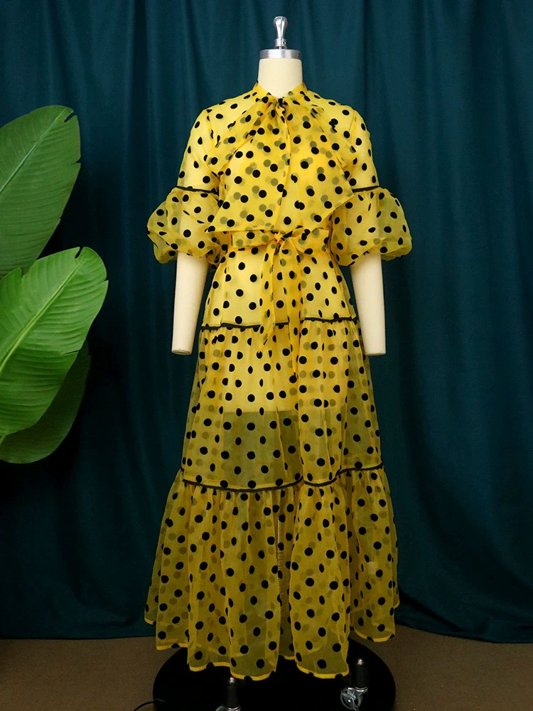 European and American-Style plus Size Polka Dot Long Dress - Image 2